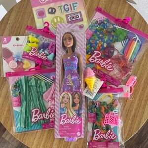Barbie Doll Lot with Pink, Purple and Multicolor Fashion Bundle Easter Gift Set